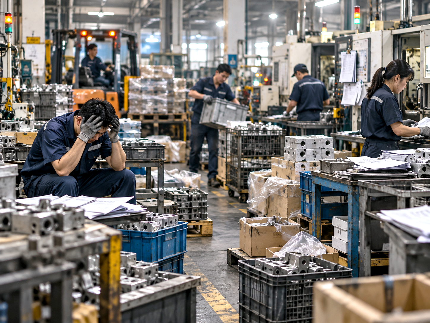 Chaotic, high-stress manufacturing floor