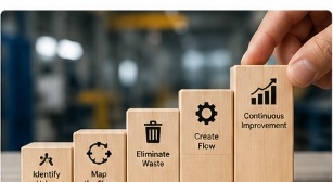 5 core Lean principles: Identify Value, Map the Flow, Eliminate Waste, Create Flow, Continuous Improvement
